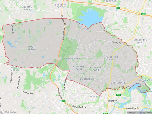 Fairfield, New South Wales Polygon Area Map