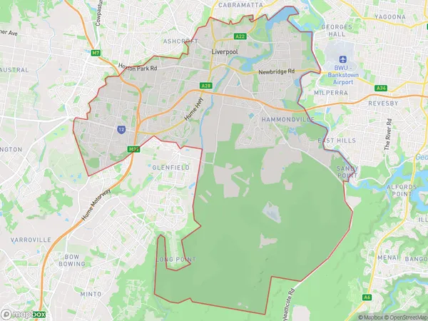 Liverpool, New South Wales Polygon Area Map