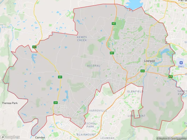 Sydney South West, New South Wales Polygon Area Map