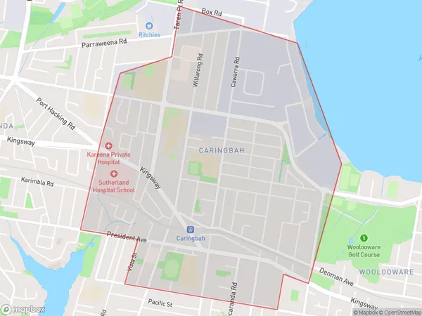 ZipCode 2229 Areas Map for Caringbah