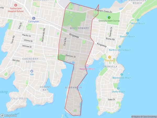 AU PostCode 2230 Suburbs Map for Woolaware - Burraneer