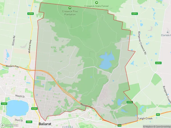 Ballarat North Invermay, Victoria Polygon Area Map