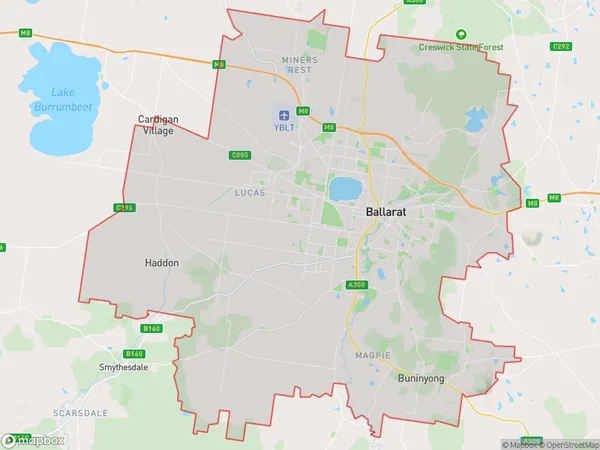 Ballarat, Victoria Polygon Area Map