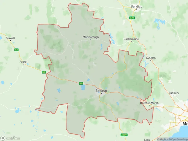 Ballarat, Victoria Polygon Area Map