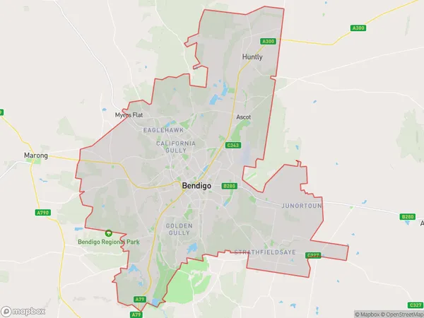 Bendigo, Victoria Polygon Area Map