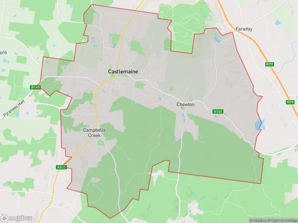 AU PostCode 3451 Suburbs Map for Castlemaine