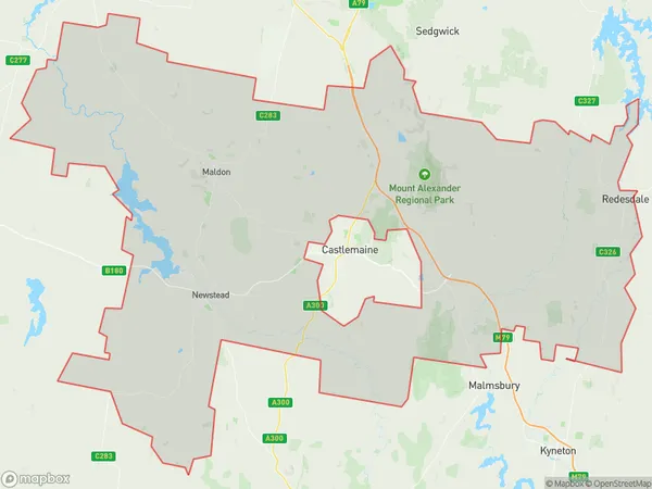 Castlemaine Region, Victoria Polygon Area Map