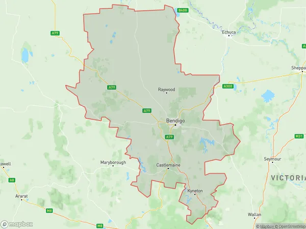 Bendigo, Victoria Polygon Area Map