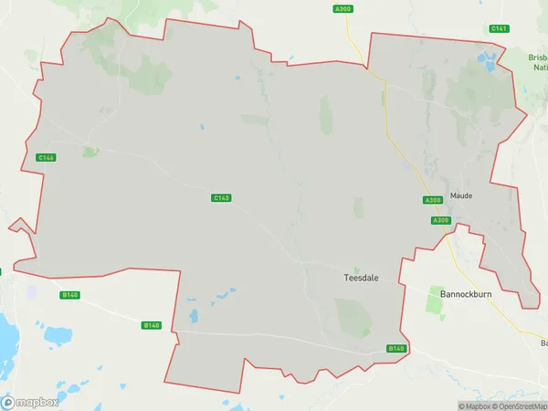 AU PostCode 3357 Suburbs Map for Golden Plains - South