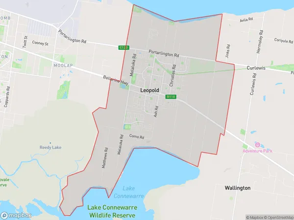 ZipCode 3224 Areas Map for Leopold