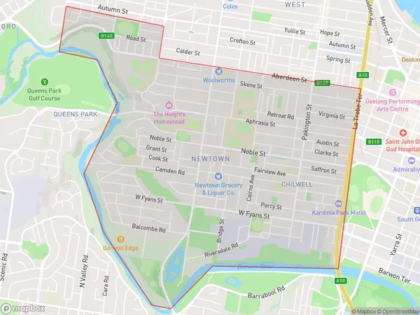 ZipCode 3220 Areas Map for Newtown (Vic.)