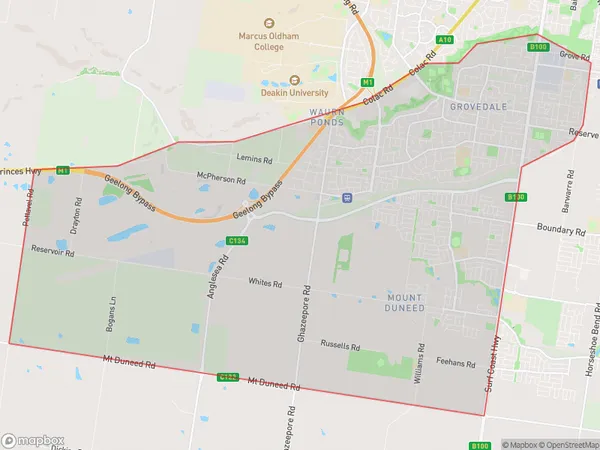 Grovedale Mount Duneed, Victoria Polygon Area Map