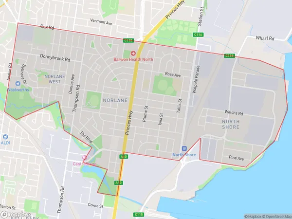 Norlane, Victoria Polygon Area Map