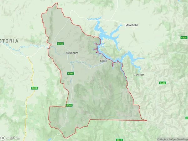 AU PostCode 3779 Suburbs Map for Alexandra