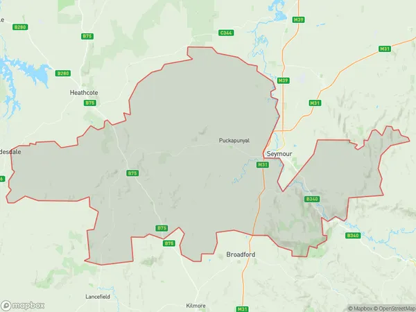 AU PostCode 3666 Suburbs Map for Seymour Region