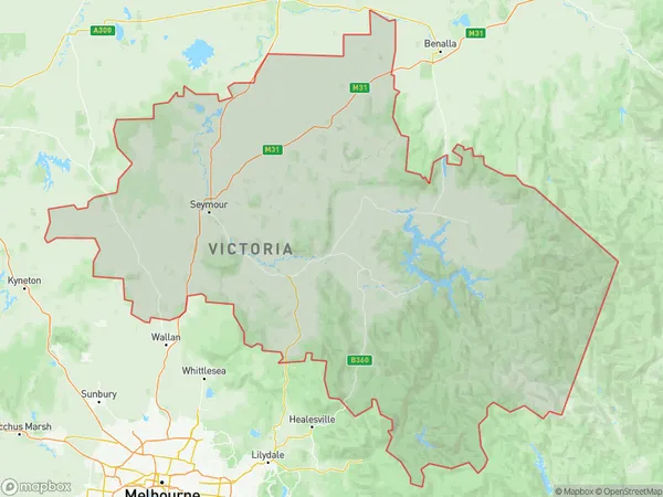 Upper Goulburn Valley, Victoria Polygon Area Map