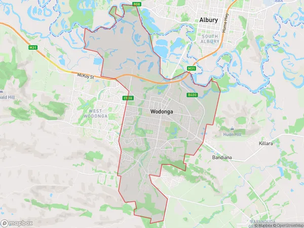 Wodonga, Victoria Polygon Area Map