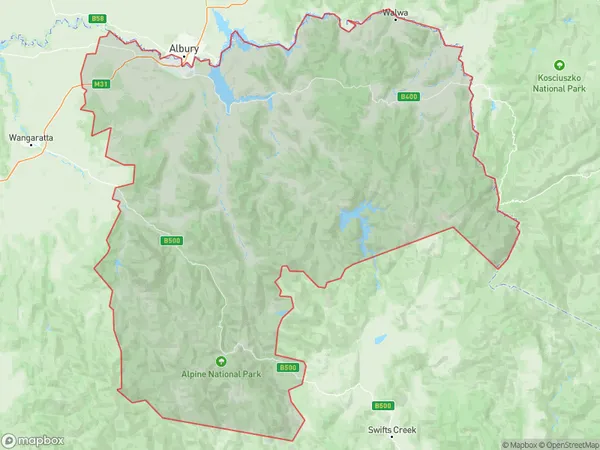 Wodonga Alpine, Victoria Polygon Area Map