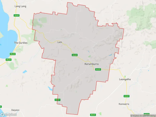 ZipCode 3951 Areas Map for Korumburra