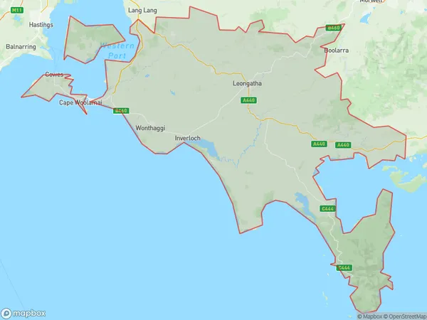 Gippsland South West, Victoria Polygon Area Map