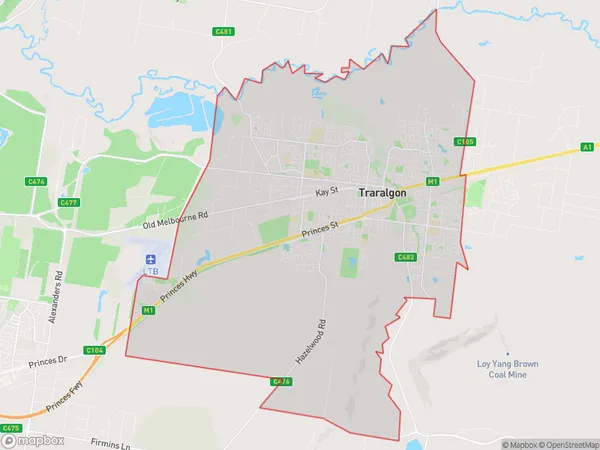 Traralgon, Victoria Polygon Area Map