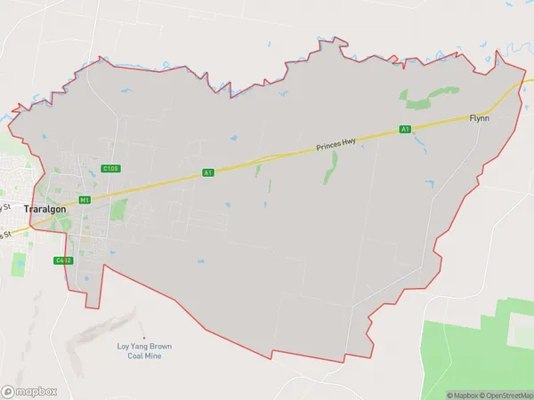 Traralgon East, Victoria Polygon Area Map