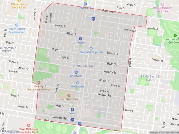 Brunswick, Victoria Polygon Area Map