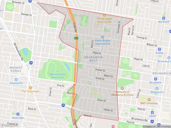 AU PostCode 3055 Suburbs Map for Brunswick West