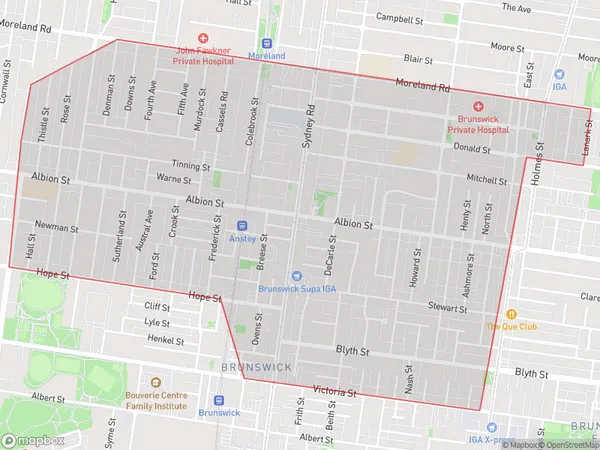 Brunswick North, Victoria Polygon Area Map