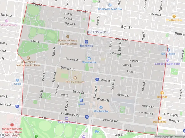 Brunswick South, Victoria Polygon Area Map