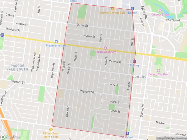 Coburg West, Victoria Polygon Area Map