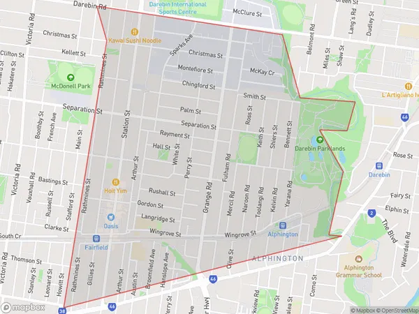 ZipCode 3078 Areas Map for Alphington - Fairfield