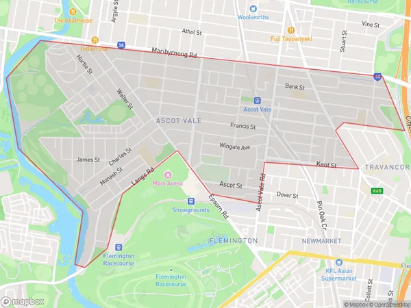 ZipCode 3032 Areas Map for Ascot Vale