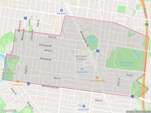 ZipCode 3039 Areas Map for Moonee Ponds