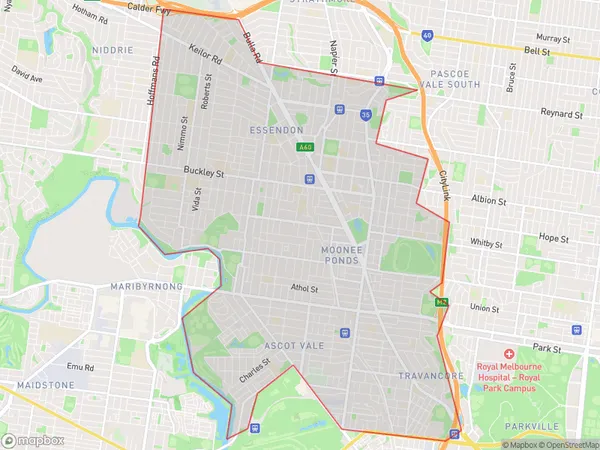 Essendon, Victoria Polygon Area Map