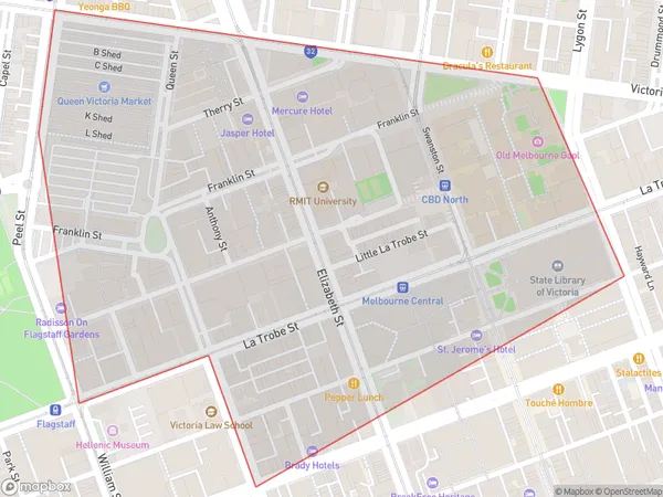 Melbourne CBD North, Victoria Polygon Area Map