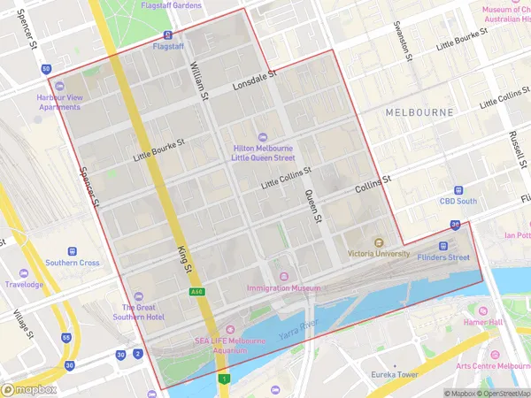 Melbourne CBD West, Victoria Polygon Area Map