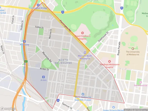 North Melbourne, Victoria Polygon Area Map