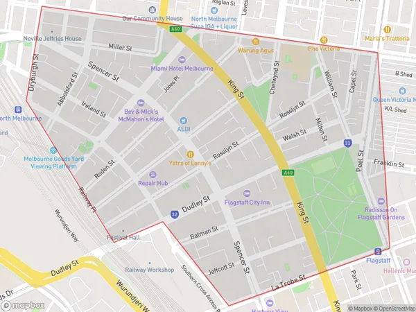 West Melbourne Residential, Victoria Polygon Area Map