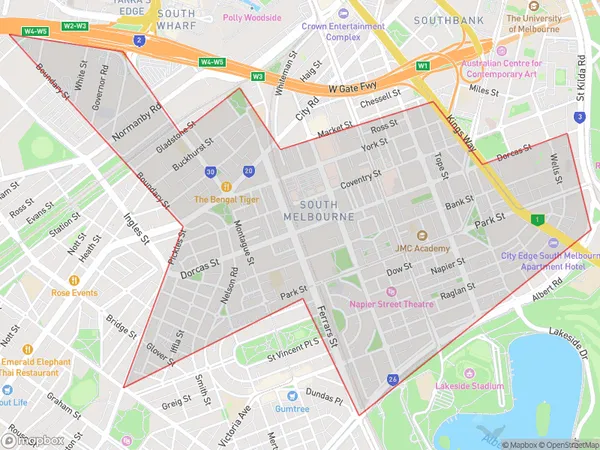 ZipCode 3205 Areas Map for South Melbourne