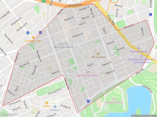 South Melbourne, Victoria Polygon Area Map