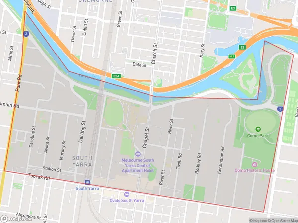 South Yarra North, Victoria Polygon Area Map