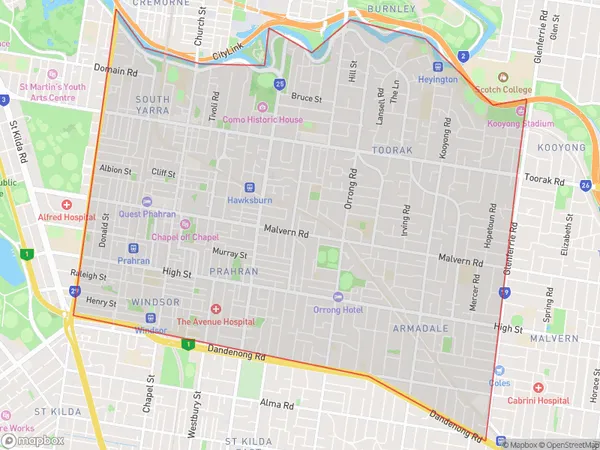 Stonnington West, Victoria Polygon Area Map