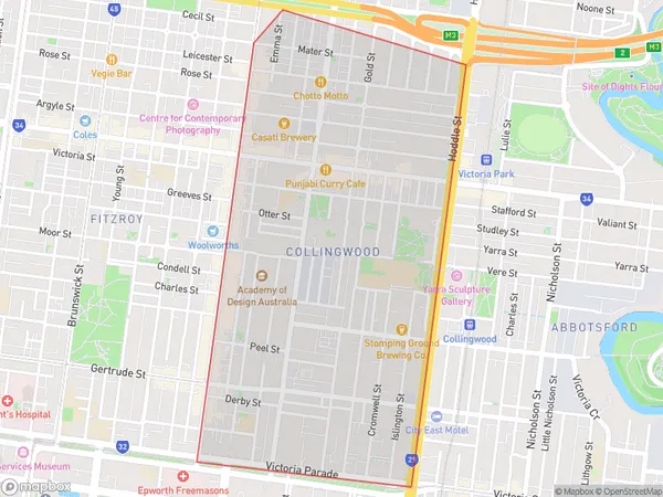 Collingwood, Victoria Polygon Area Map