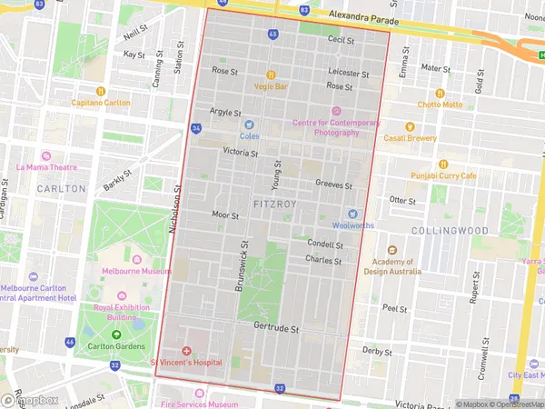 ZipCode 3065 Areas Map for Fitzroy