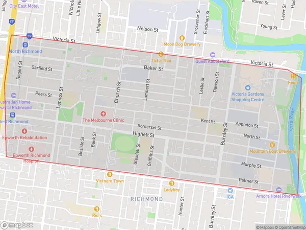 Richmond North, Victoria Polygon Area Map