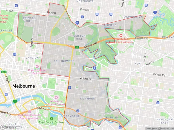 Yarra, Victoria Polygon Area Map