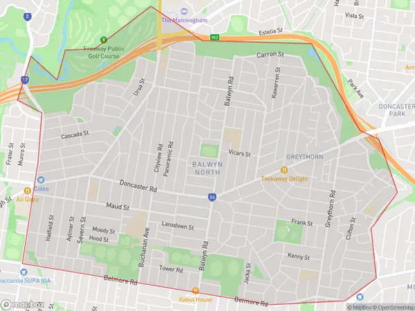 ZipCode 3104 Areas Map for Balwyn North