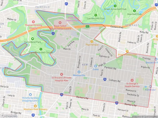 ZipCode 3101 Areas Map for Kew