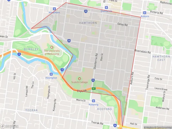 Hawthorn South, Victoria Polygon Area Map